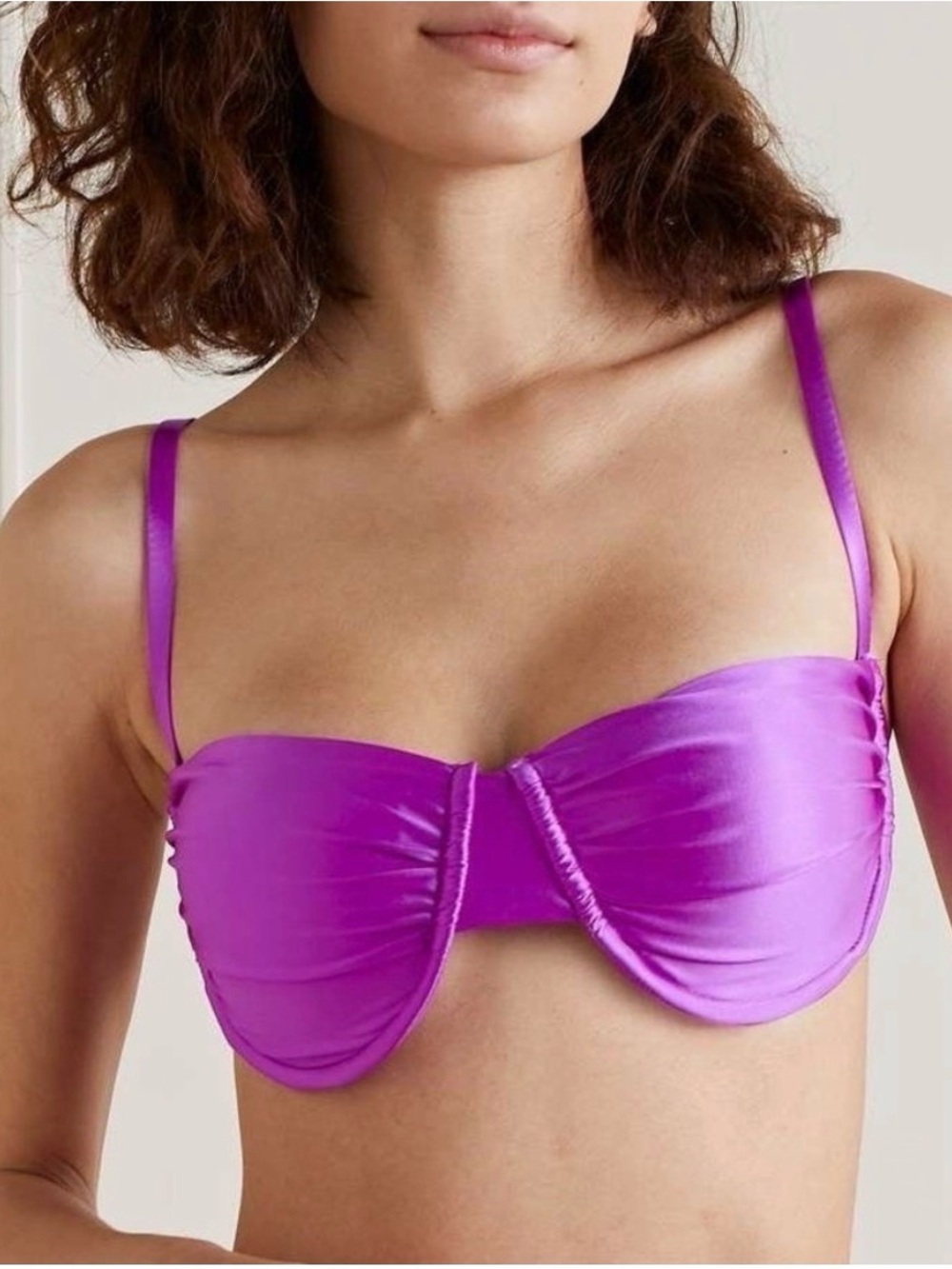 Good American Purple Ruched Underwire Bikini Top